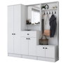 Hanah Home M2 - 1558 Pie de Recibidor Escandinavo Blanco con Cajón y Espejo 179.4x182.8x37.3 cm